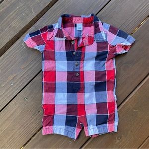 🌙 Old Navy - Red White and Blue Plaid Bodysuit